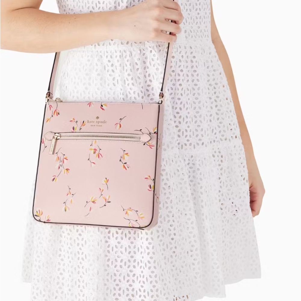 NWT Kate Spade Pink Crossbody Bag with Floral Design